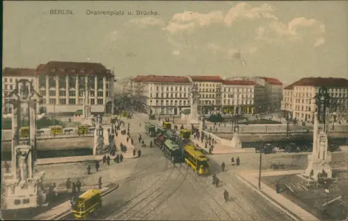 Ansichtskarte Kreuzberg-Berlin Oranienplatz, Straßenbahn 1911