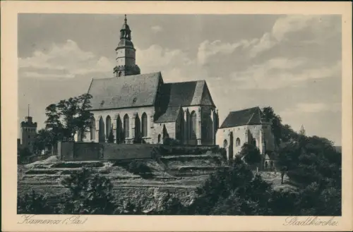 Ansichtskarte Kamenz Kamjenc Partie an der Stadtkirche 1920