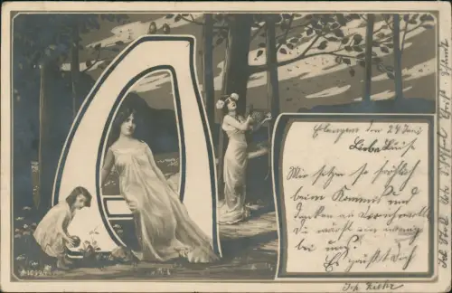 Ansichtskarte  Frauen Fotokunst JUGENDSTIL Art nouveau 1906
