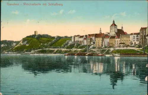 Postcard Graudenz Grudziądz Weichselseite mit Schloßberg 1912