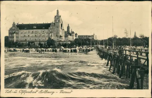 Postcard Kolberg Kołobrzeg Kurhaus Strandschloß 1938  Pommern