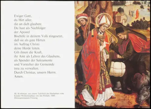 Portrait Geistliche Kirche Religion Gedenkblatt Erzbischof Friedrich Wetter 1984