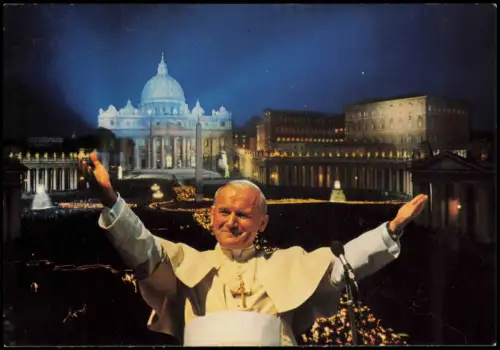 Postcard Vatikanstadt Rom Petersdom S. Petri bei Nacht Papst 1981