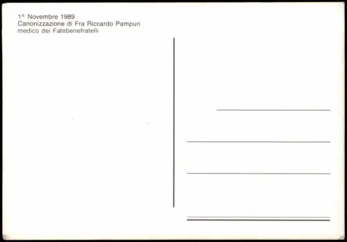Kirche Religion Canonizzazione di Fra Riccardo Pampuri medico dei  1989
