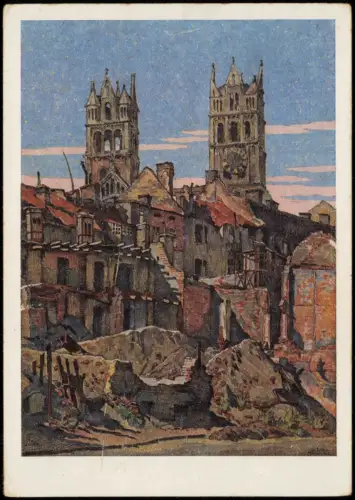 Ansichtskarte München Zerstörte Maximilianskirche Künstlerkarte 1943 1949