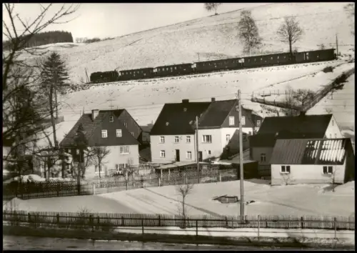 Schmalspurbahn Cranzahl Oberwiesenthal im Winter bei Neudorf 1975/1985