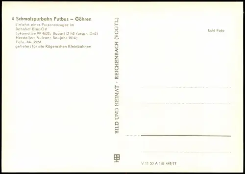 Schmalspurbahn Putbus-Göhren Einfahrt Personenzug Bahnhof Binz-Ost 1977