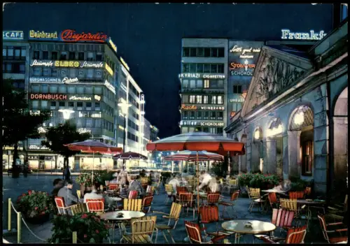 Ansichtskarte Frankfurt am Main Hauptwache bei Nacht Leuchtreklame 1962