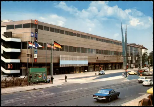 Ansichtskarte Düsseldorf Messe Straßenpartie VW Käfer 1971