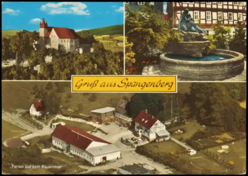 Ansichtskarte Spangenberg Schloss, Brunnen und Gut Halbersdorf Luftbild 1977