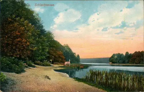 Ansichtskarte Steglitz-Berlin Schlachtensee Strand Bootsanleger 1913