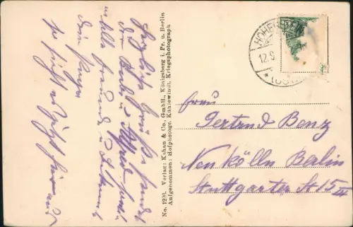 Postcard Hohenstein (Ostpreußen) Olsztynek Zerstörte Stadt WK1 1917