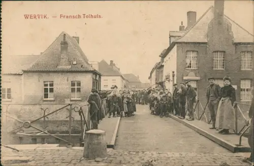 Postkaart Wervico Wervik (Wervicq) Straße Fransch Tolhuis Flandern 1916  gel. Feldpost