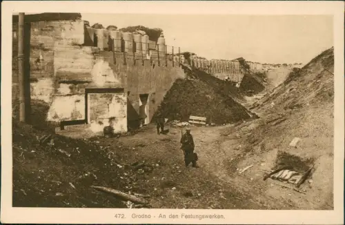 Postcard Garten Гродна Grodno Gardinas An der Festung 1915