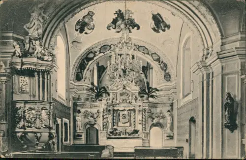 Postcard Krzeschitz Kreschitz Křešice Marienkirche, Hochaltar 1943