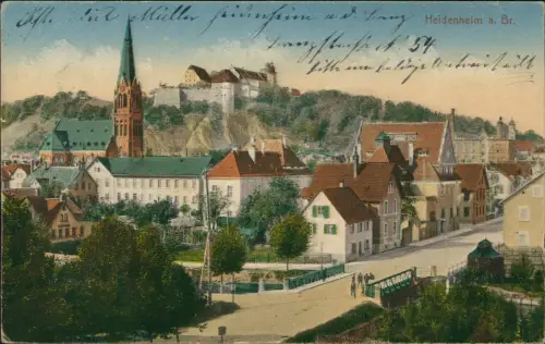 Ansichtskarte Heidenheim an der Brenz Straßenpartie in der Stadt 1916