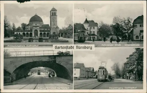 Ansichtskarte Nürnberg Gartenstadt Straßenbahn Friedhof 1956