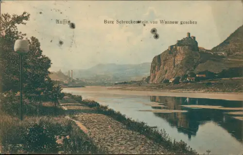 Postcard Wannow-Aussig Vaňov Ústí nad Labem Elbpartie - Lampe 1920
