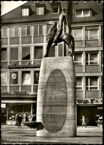 Ansichtskarte Freiburg im Breisgau Bertoldsbrunnen - Geschäft 1963
