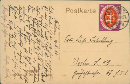 Postcard Neudamm (Neumark) Dębno Partie am See - Stadt 1920