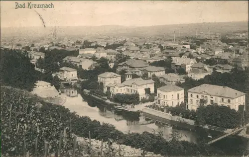 Ansichtskarte Bad Kreuznach Stadtvillen am Fluß 1906