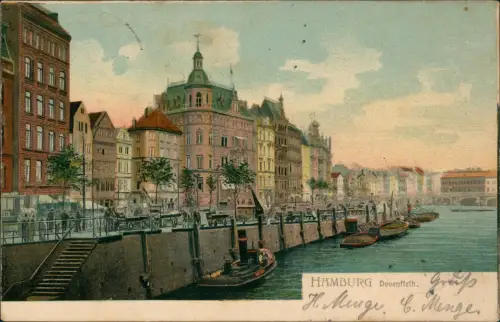 Ansichtskarte Hamburg Dovenfleth Schiffe 1903