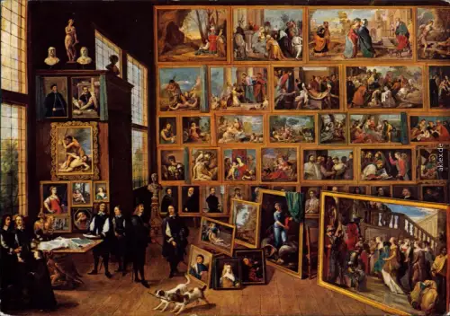 Wien Kunsthistorisches Museum: Gemälde v. D. Terniers d. J. "Erzherzog L. Wilhelm besichtigt seine Bildergalerie zu Brüssel" 1993