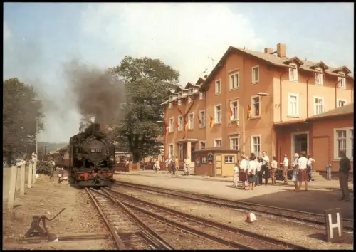 Ansichtskarte Dippoldiswalde Dampflokomotive im Bahnhhof 1988