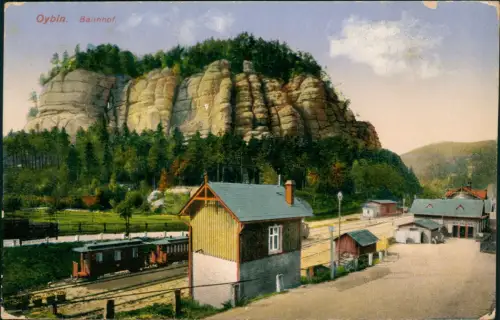 Ansichtskarte Oybin Am Bahnhof 1914