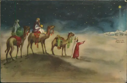 Weihnachten Christmas Heilige drei Könige Künstlerkarte Hannes Petersen 1917