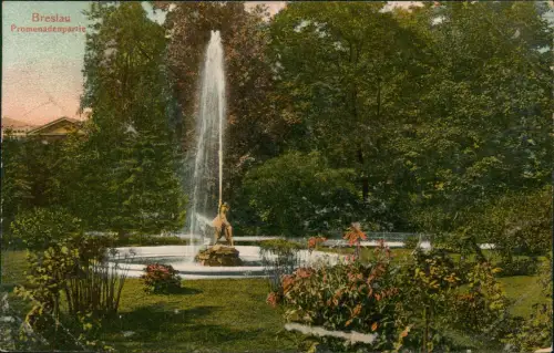 Postcard Breslau Wrocław Promenadenpartie 1909