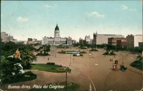 Postcard Buenos Aires Plaza del Congreso 1913  gel. Argentina
