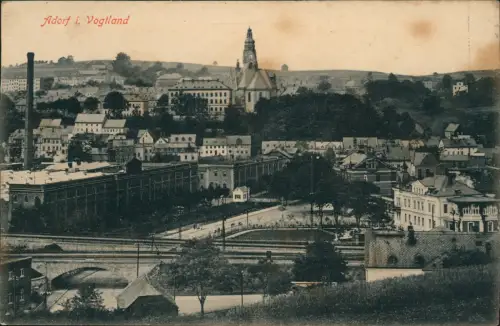 Ansichtskarte Adorf (Vogtland) Stadtpartie - Fabrik 1913