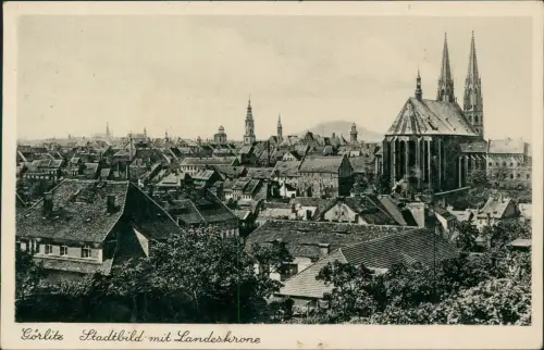Ansichtskarte Görlitz Zgorzelec Stadtbild mit Landeskrone 1938