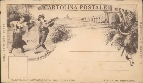 Cartolina Rom Roma Frau Musiker - Ricordo 1897