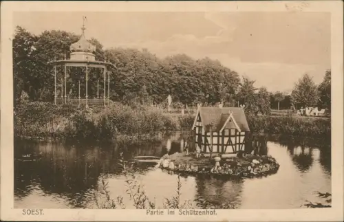 Ansichtskarte Soest Partie im Schützenhof Schwanenhaus Pavillon 1916