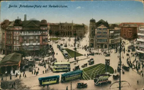 Ansichtskarte Tiergarten-Berlin Potsdamer Platz mit Verkehrsturm 1931