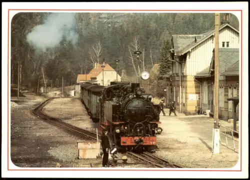 Schmalspurbahn Zittau - Oybin Jonsdorf Lok 99 im Bahnhof Kurort Oybin 1984