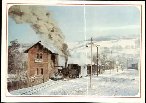 Schmalspurbahn Wolkenstein - Jöhstadt Lok im Bahnhof Steinbach 1984