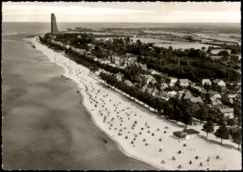 Ansichtskarte Laboe Luftbild mit Marineehrenmal b. Kiel 1961