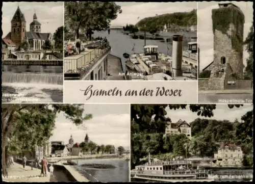 Ansichtskarte Hameln MB: Promenade Schiff Dampfer Anleger 1969