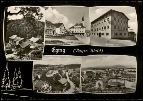 Ansichtskarte Eging Markt Passauer Hof Straßen Mehrbild 1961