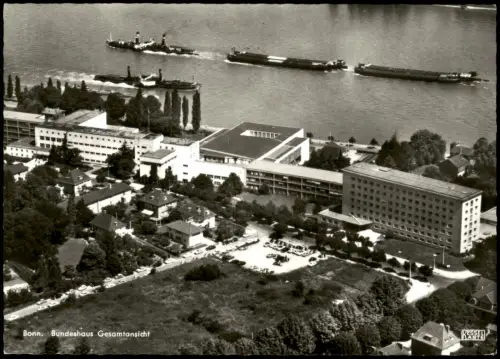 Ansichtskarte Bonn Luftbild Bundeshaus - Rheindampfer 1968