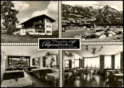 Ansichtskarte Fischen im Allgäu 4 Bild Cafe Pension Alpenblick 1973