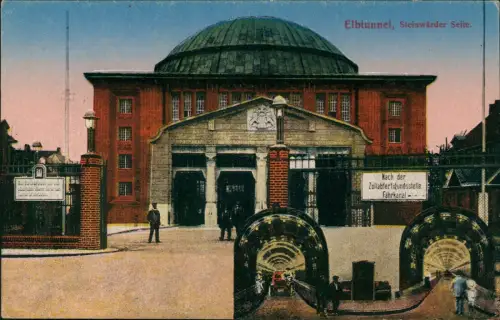 Ansichtskarte St. Pauli-Hamburg Elbtunnel, Steinwärder Seite. Röhren 1920