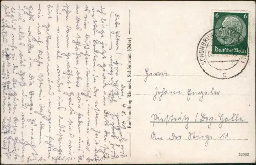 Postcard Schönbrunn Jabłonów Stadtpartie Oder LK Pyritz Pommern 1938