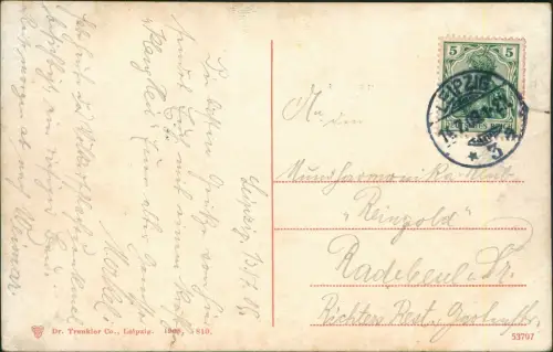 Ansichtskarte Leipzig Königsplatz Geschäfte Straßenbahn 1909