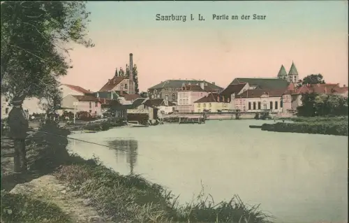 CPA Saarburg (Lothringen) Sarrebourg Partie an der Saar 1910
