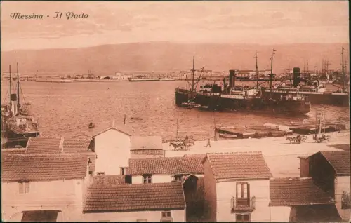 Cartolina Messina Il Porto Hafen 1929