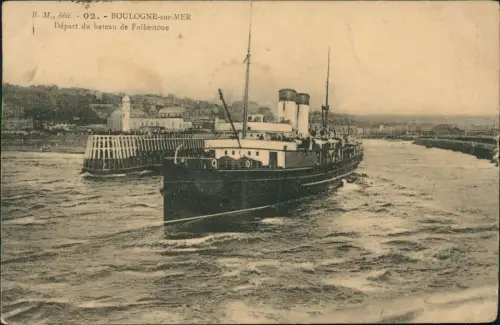 CPA Boulogne-sur-Mer Hafen Dampfer Steamer 1912